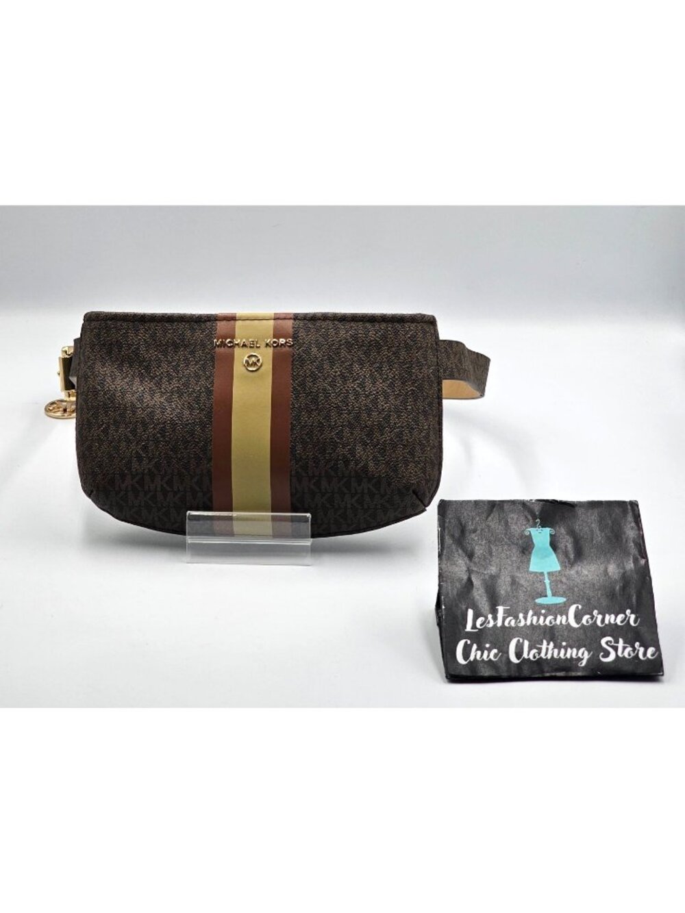 Michael Kors Women's Brown Beige Signature Logo Waist Pack Belt Bag Sz S/M 3303 - Picture 4 of 15
